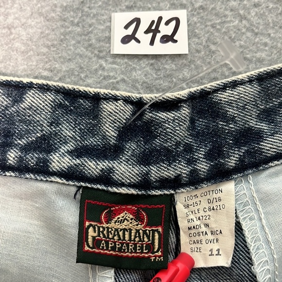 Y2K Vintage High Waisted Denim Shorts Womens Medium Skater Wide Coastal Acid - Picture 2 of 9